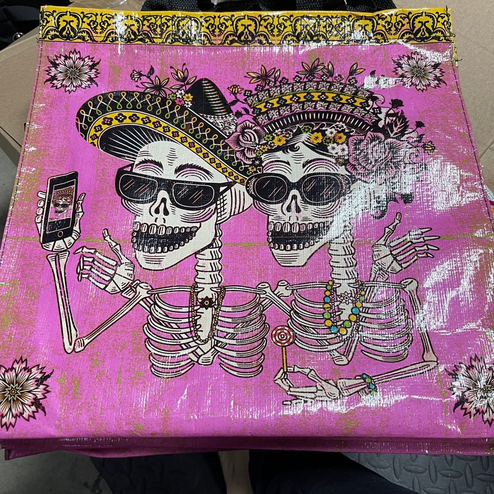 Blue Q Pink Skeletons Tote Bag